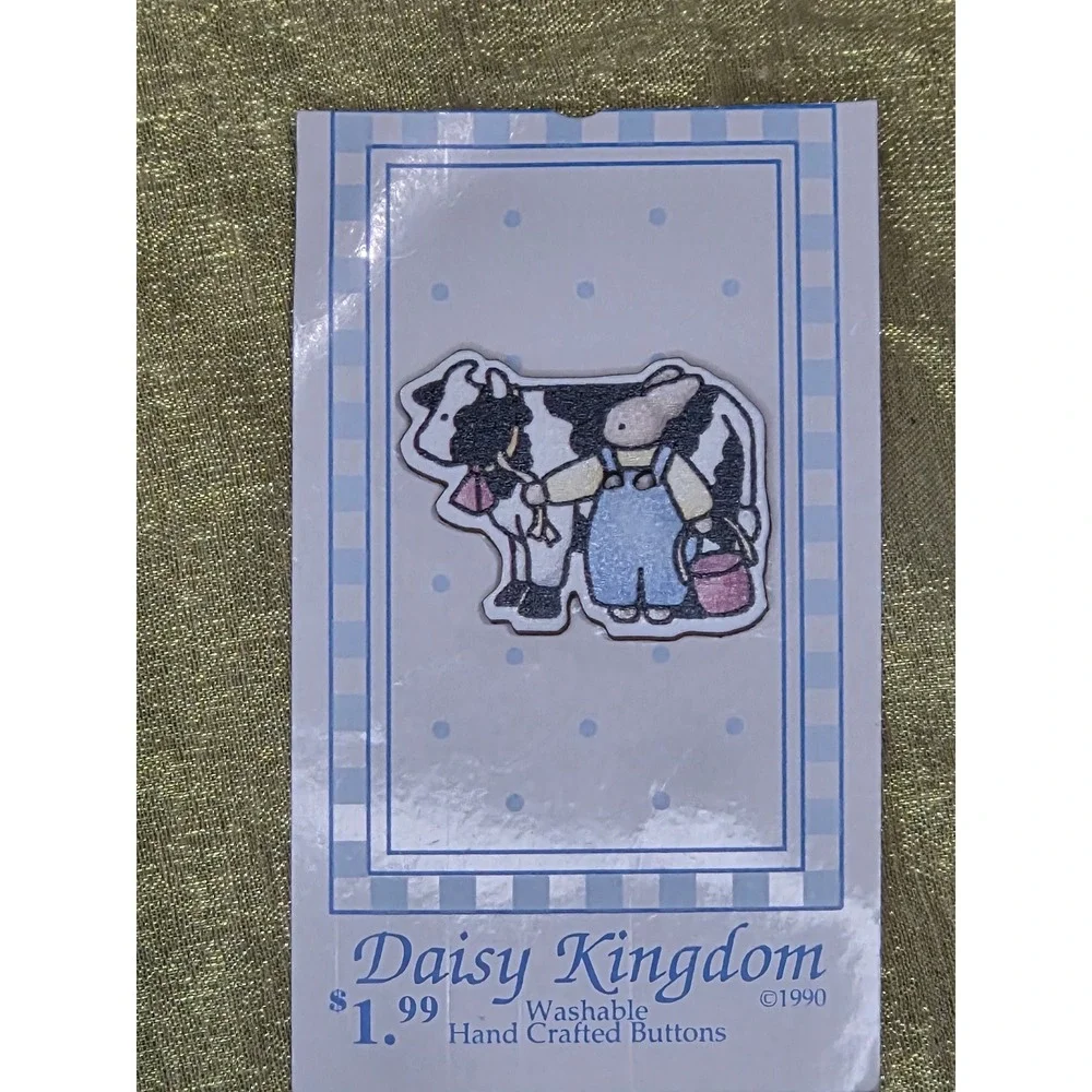 Vintage 1990 Daisy Kingdom Bunny Milking Cow Button 554 L Hand Crafted Washable